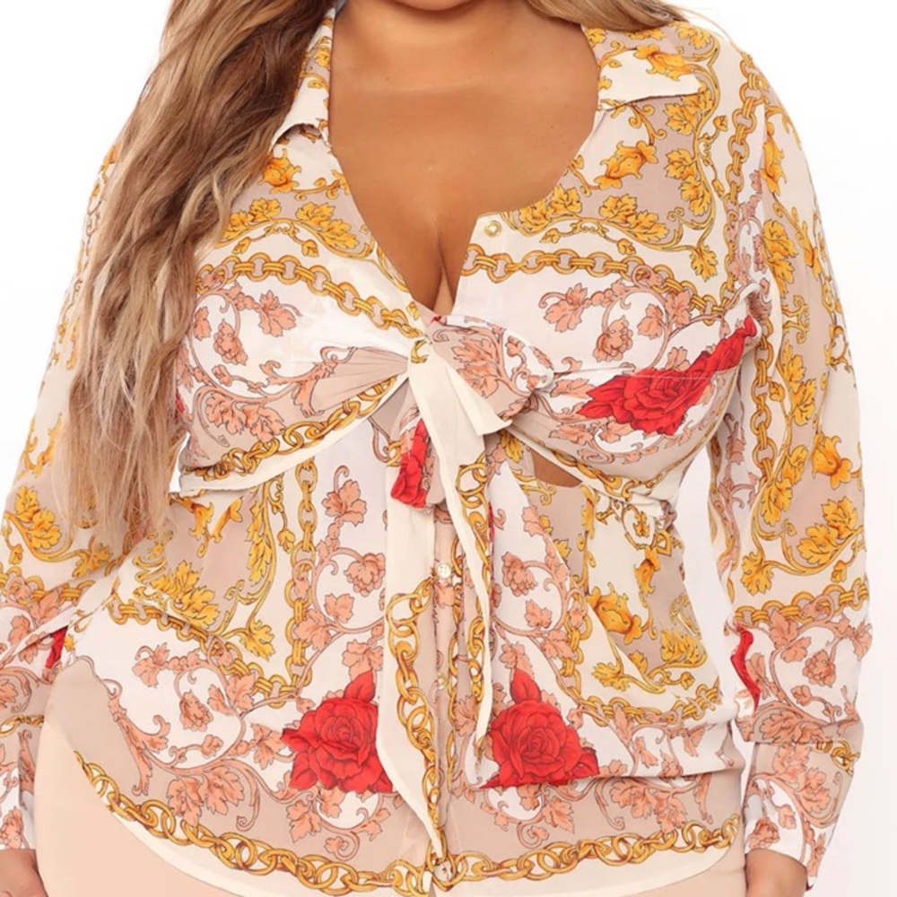 Fashion Nova pattern wrap top